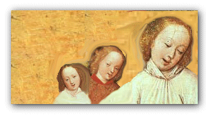 'The Coronation of the Virgin' (processed details) by unknown painter, Bayerische Staatsgemaldesammlungen, Munich