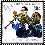 Louis Armstrong & Benny Goodman / stamp of The Republic of Rwanda