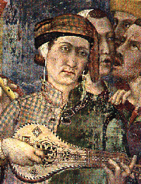 A fresco of musician (detail) by Simone Martini, Galleria degli Uffizi, Firenze