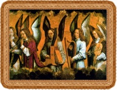 Musician Angels (two portions of a triptych) (1485) hans Memling, Koninkijk Museum at Antwerp