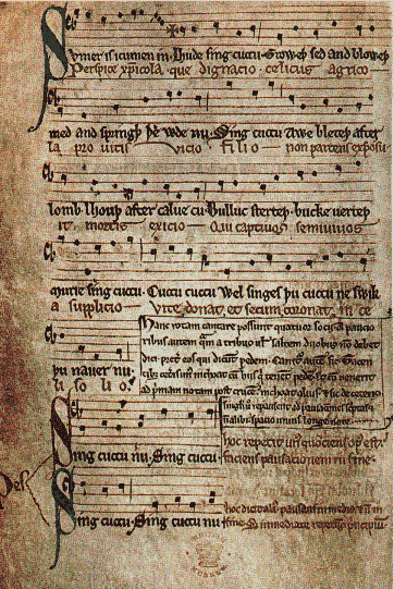 Sumer is icumen in (1250) infinite canon for 4 voices (London, British library)