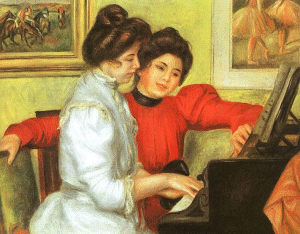 Yvonne and Christine Lerolle Playing the Piano (1897) Pierre-Auguste Renoir, Muse de l'Orangerie, Paris, France
