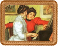 Yvonne and Christine Lerolle Playing the Piano (1897) Pierre-Auguste Renoir, Musיe de l'Orangerie, Paris, France.