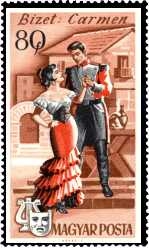 A stamp dedicated to the opera 'Carmen' / Magyar Posta