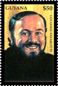 Luciano Pavarotti stamp / Guyana